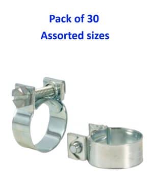 Assortment of nut & bolt clips zinc plated (fuel pipe clips) x 30pcs