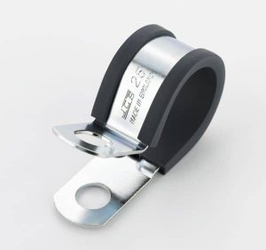 JCS tpe lined p clips zinc plated 13mm diam. 20mm band width, M10 fixing holes